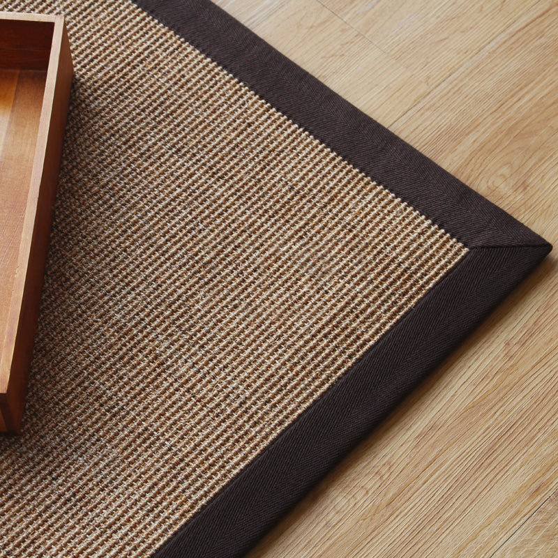 Primitive Rustic Rug Multi Color Plain Carpet Washable Anti-Slip Stain Resistant Rug for Tearoom - Dark Coffee - Clearhalo - 'Area Rug' - 'Rug' - 2140859