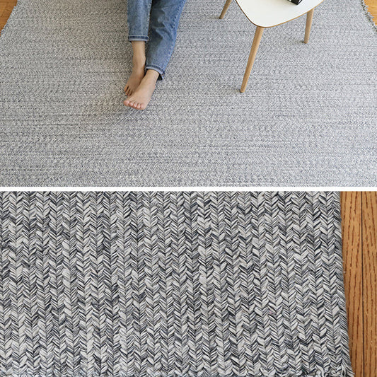 Grey Chevron Rug Cotton Country Style Rug Pet-Friendly Handmade Rug for Living Room