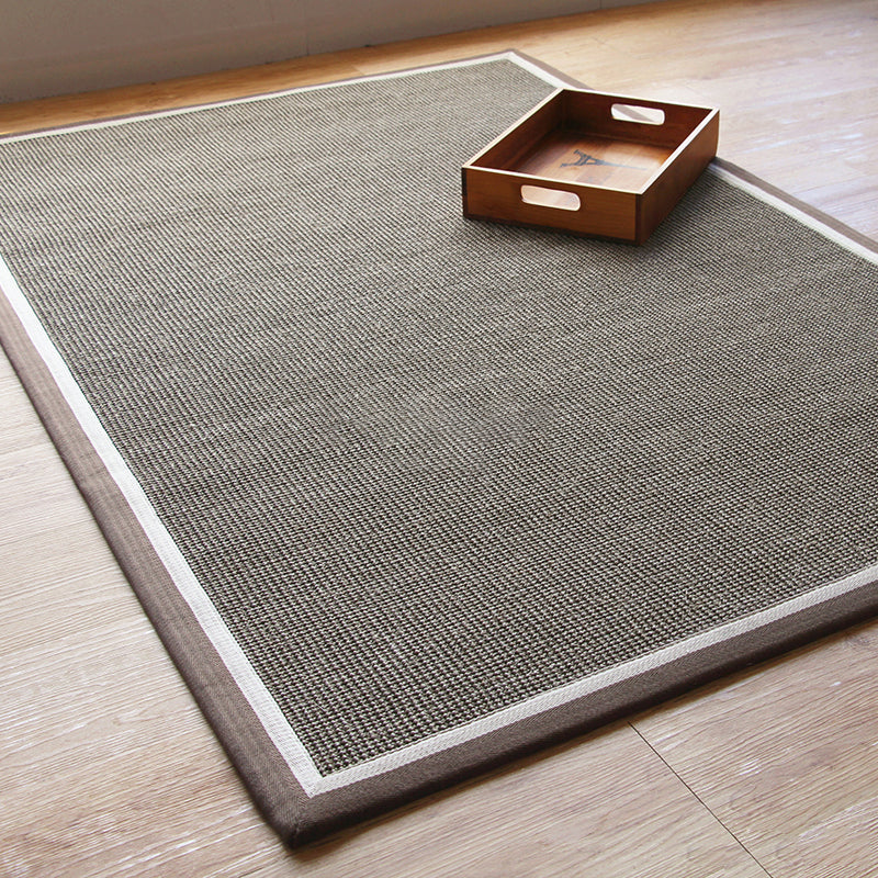 Organic Dark Brown Lodge Rug Sisal Fiber Plain Carpet Pet Friendly Machine Washable Non-Slip Backing Rug for Bedroom