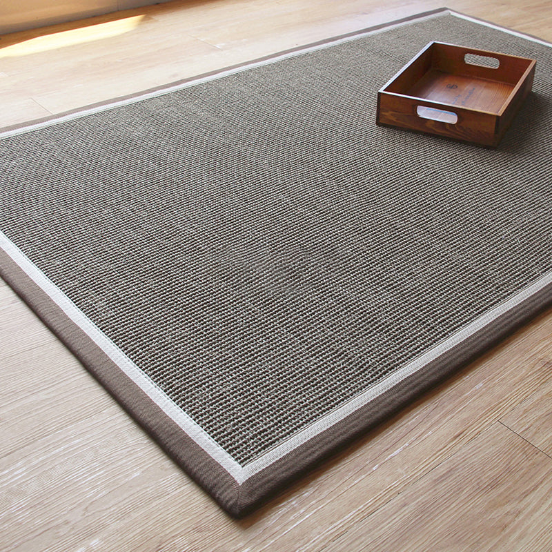 Organic Dark Brown Lodge Rug Sisal Fiber Plain Carpet Pet Friendly Machine Washable Non-Slip Backing Rug for Bedroom