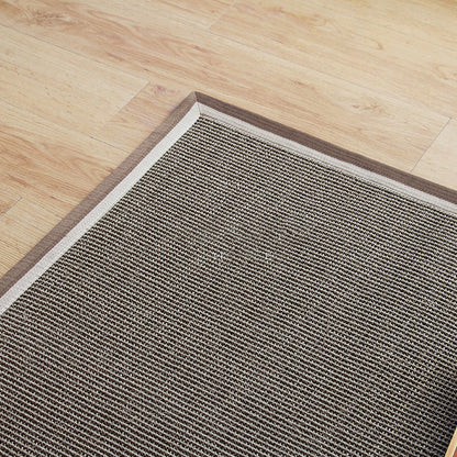 Organic Dark Brown Lodge Rug Sisal Fiber Plain Carpet Pet Friendly Machine Washable Non-Slip Backing Rug for Bedroom