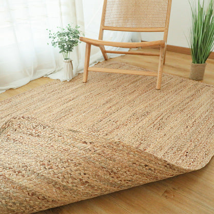 Reversible Hand-Knit Rug Wood Farmhouse Rug Jute Stain Resistant Machine Washable Anti-Slip Backing Rug for Room Clearhalo 'Area Rug' 'Rug' 2140974