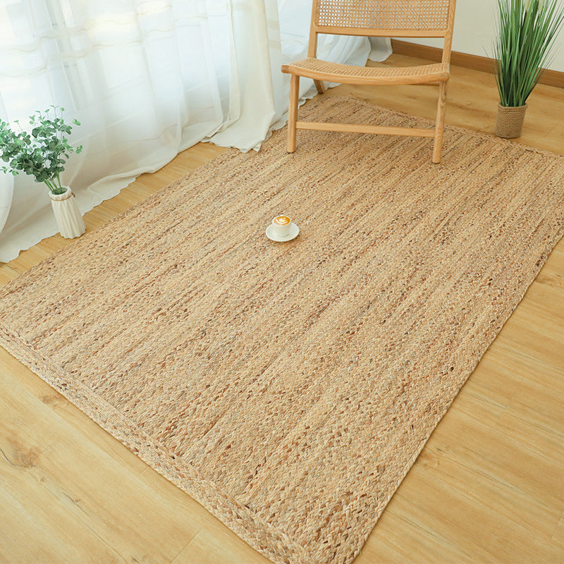 Reversible Hand-Knit Rug Wood Farmhouse Rug Jute Stain Resistant Machine Washable Anti-Slip Backing Rug for Room Clearhalo 'Area Rug' 'Rug' 2140975