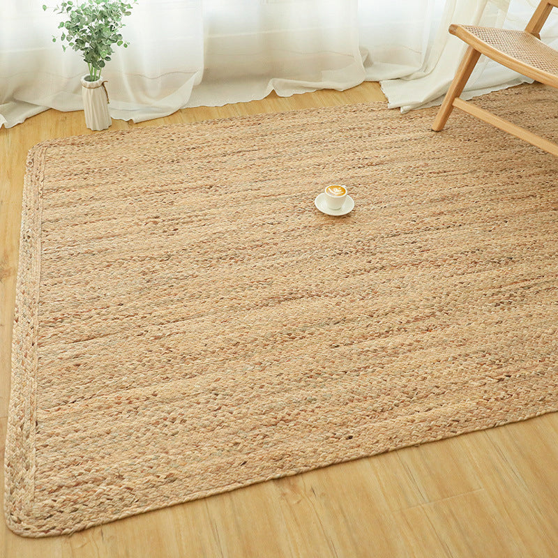 Reversible Hand-Knit Rug Wood Farmhouse Rug Jute Stain Resistant Machine Washable Anti-Slip Backing Rug for Room Clearhalo 'Area Rug' 'Rug' 2140976