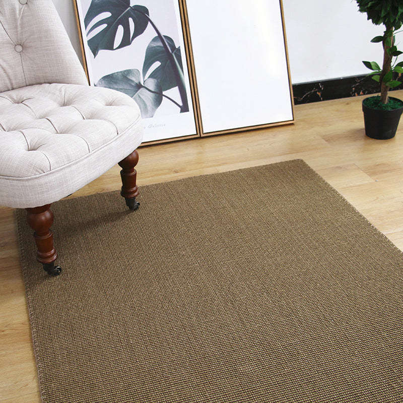 Coffee Country Rug Sisal Handmade Plain Rug Stain Resistant Non-Slip Backing Machine Washable Rug for Living Room - Clearhalo - 'Area Rug' - 'Rug' - 2140995