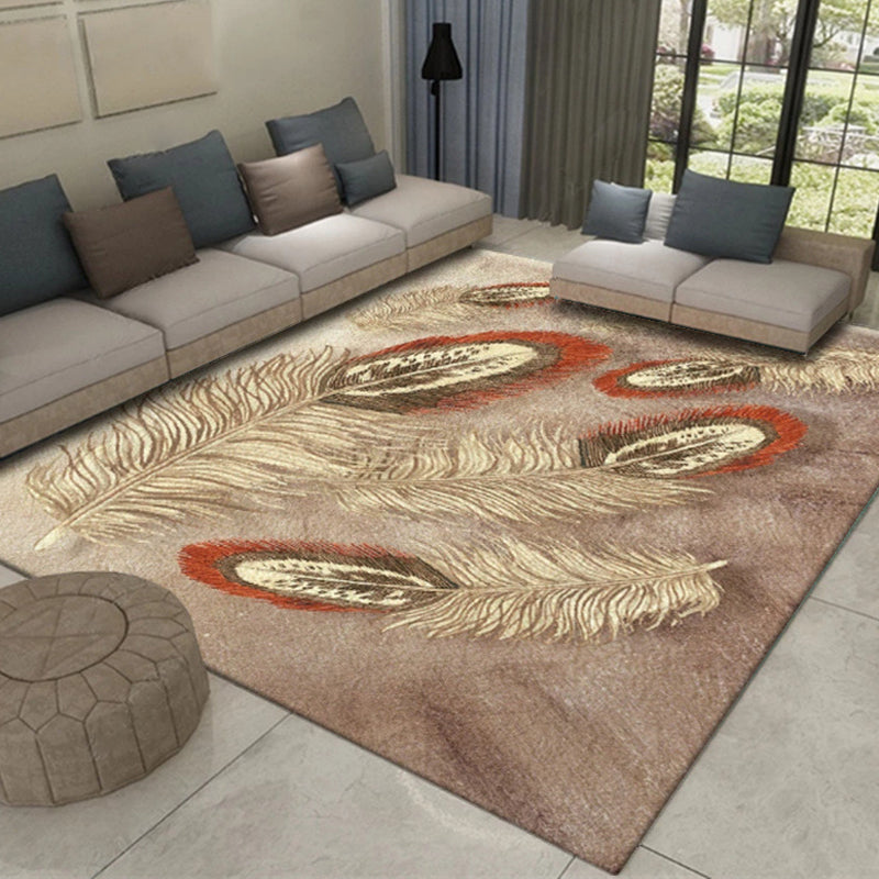 Multi Color Asia Indoor Rug Synthetics 3D Patterned Carpet Washable Stain Resistant Anti-Slip Backing Rug for Great Room - Beige - Clearhalo - 'Area Rug' - 'Rug' - 2170384