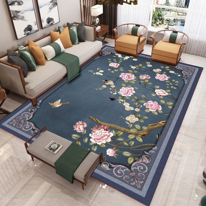 Traditional Chinoiserie Rug Multicolor Landscape Print Rug Pet Friendly Washable Non-Slip Carpet for Home Dark Blue Clearhalo 'Area Rug' 'Rug' 2170434