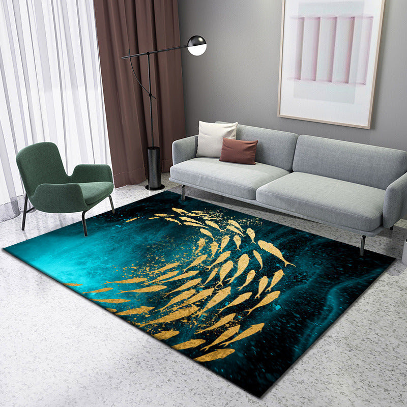 Enchanting 3D Natural Scene Rug Multicolor Asian Rug Synthetics Pet Friendly Stain Resistant Non-Slip Backing Rug for Living Room