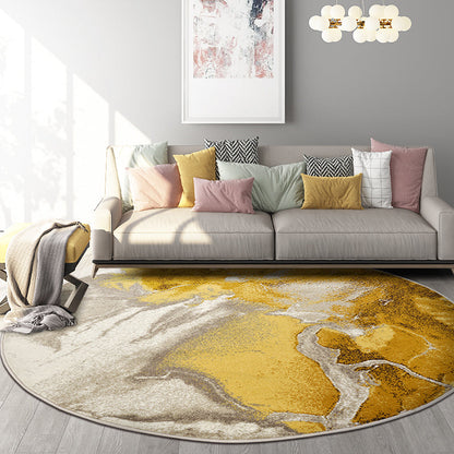 Artistic Abstract Print Rug Yellow Retro Carpet Polypropylene Stain Resistant Machine Washable Anti-Slip Backing Rug for Bedroom - Yellow - Clearhalo - 'Area Rug' - 'Rug' - 2170497