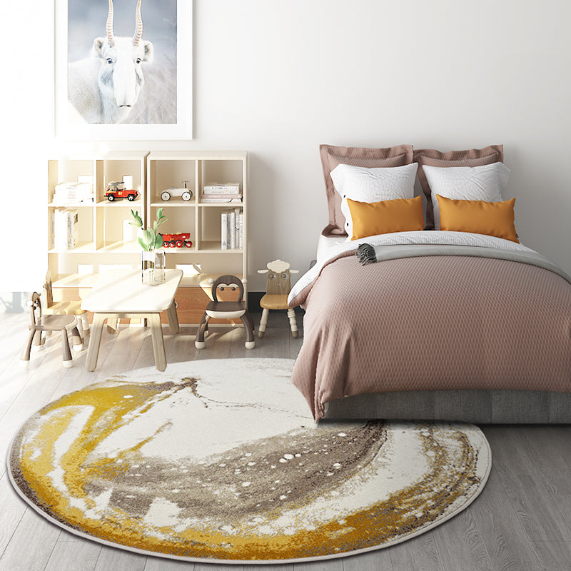 Artistic Abstract Print Rug Yellow Retro Carpet Polypropylene Stain Resistant Machine Washable Anti-Slip Backing Rug for Bedroom - Clearhalo - 'Area Rug' - 'Rug' - 2170498