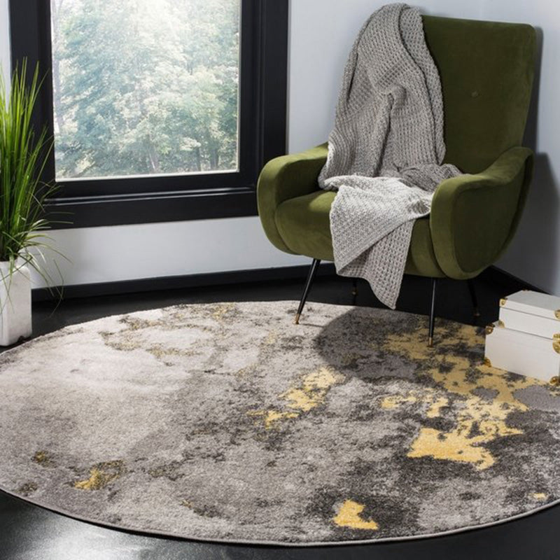 Dark Grey Industrial Style Rug Synthetics Mottled Look Abstract Rug Washable Stain Resistant Non-Slip Backing Rug for Living Room