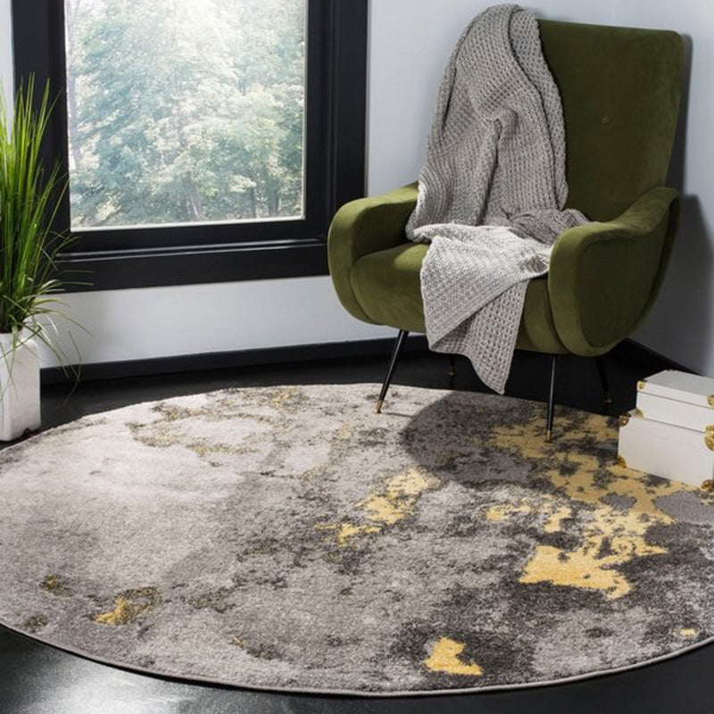 Dark Grey Industrial Style Rug Synthetics Mottled Look Abstract Rug Washable Stain Resistant Non-Slip Backing - view 2
