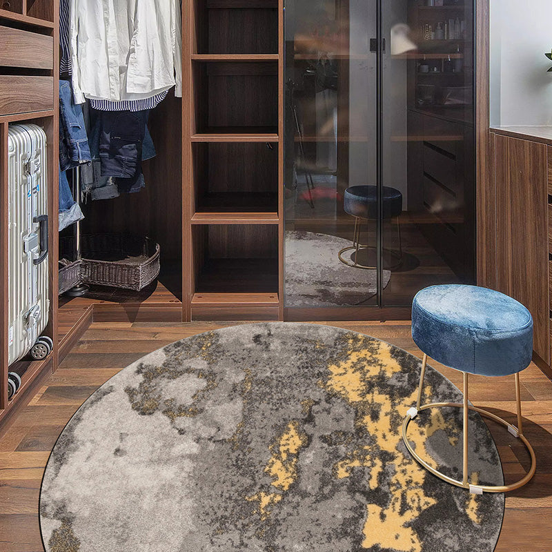 Dark Grey Industrial Style Rug Synthetics Mottled Look Abstract Rug Washable Stain Resistant Non-Slip Backing - view 4