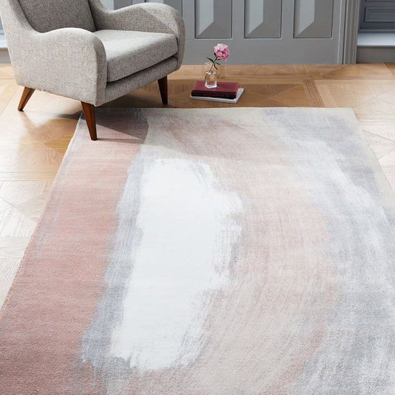 Pastel Brushstroke Abstract Rug Multi Colored Steampunk Carpet Polyester Anti-Slip Backing Washable Stain Resi - view 3