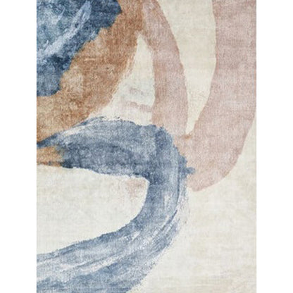 Pastel Brushstroke Abstract Rug Multi Colored Steampunk Carpet Polyester Anti-Slip Backing Washable Stain Resistant Rug for Living Room
