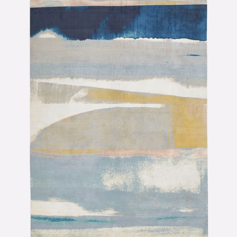 Pastel Brushstroke Abstract Rug Multi Colored Steampunk Carpet Polyester Anti-Slip Backing Washable Stain Resistant Rug for Living Room