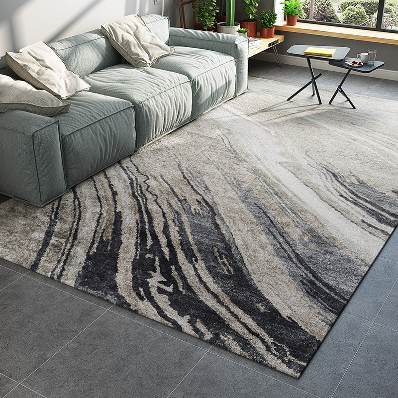 Cyberpunk Abstract Lines Print Rug Multi-Color Polypropylene Rug Stain Resistant Non-Slip Pet Friendly Carpet for Home