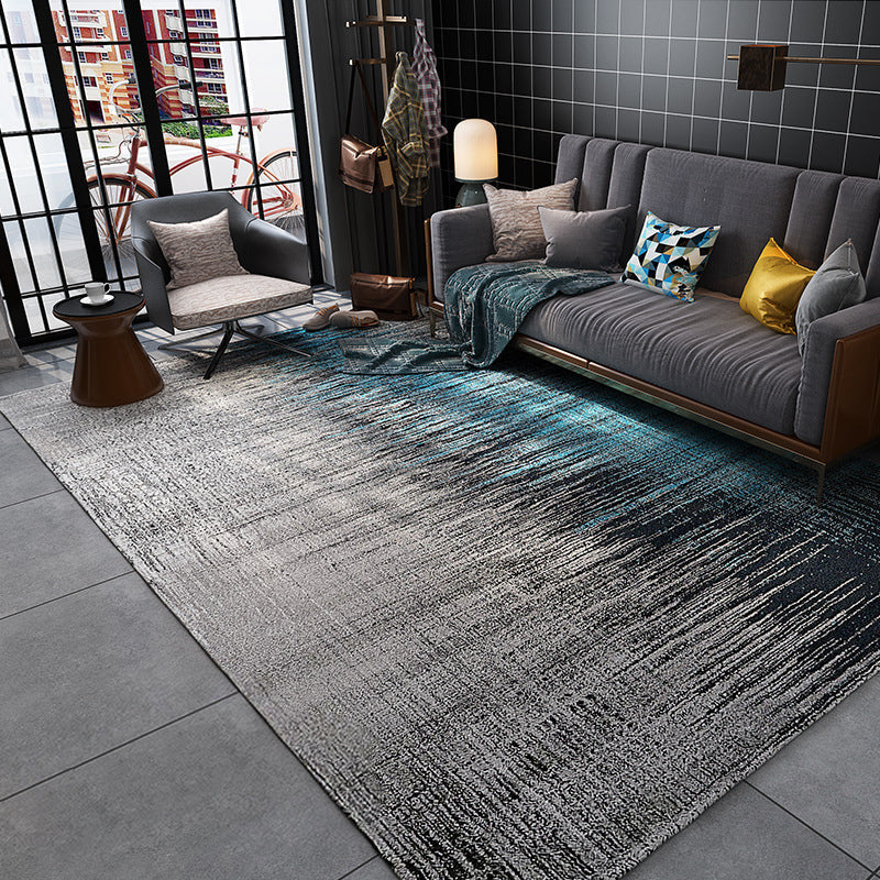 Cyberpunk Abstract Lines Print Rug Multi-Color Polypropylene Rug Stain Resistant Non-Slip Pet Friendly Carpet for Home