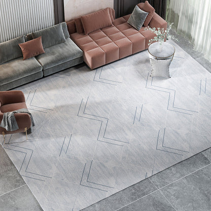 Grey Trellis Area Rug Polyester Minimalist Carpet Non-Slip Backing Pet Friendly Stain Resistant Indoor Rug for Living Room