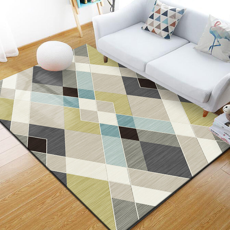 Stylish Multi Colored Industrial Rug Polyester Geometric Rug Pet Friendly Non-Slip Backing Stain Resistant Rug for Home Decor Khaki Clearhalo 'Area Rug' 'Rug' 2171055