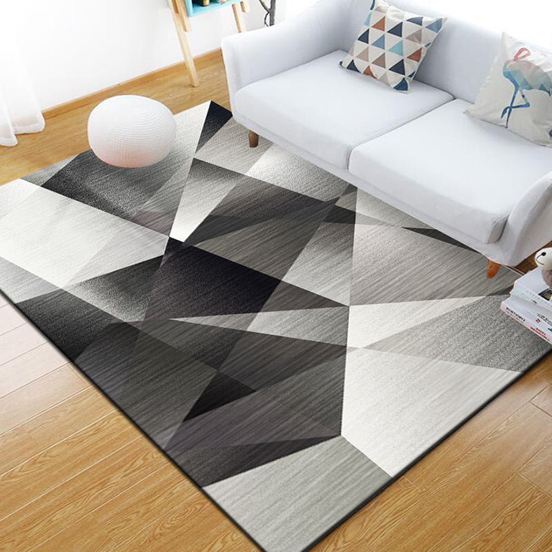 Stylish Multi Colored Industrial Rug Polyester Geometric Rug Pet Friendly Non-Slip Backing Stain Resistant Rug for Home Decor Black Clearhalo 'Area Rug' 'Rug' 2171067