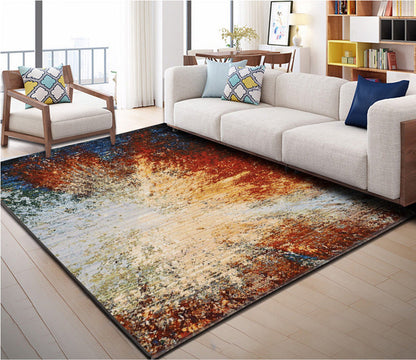 Industrial Style Home Rug Multi-Color Expressionism Carpet Synthetics Anti-Slip Pet Friendly Machine Washable Rug