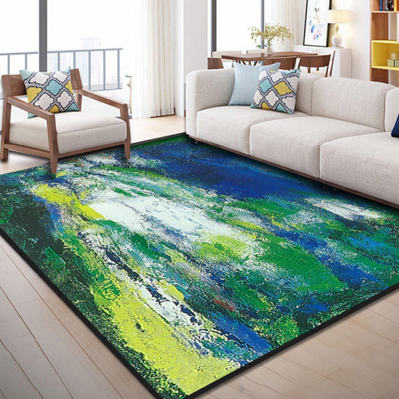 Industrial Style Home Rug Multi-Color Expressionism Carpet Synthetics Anti-Slip Pet Friendly Machine Washable Rug