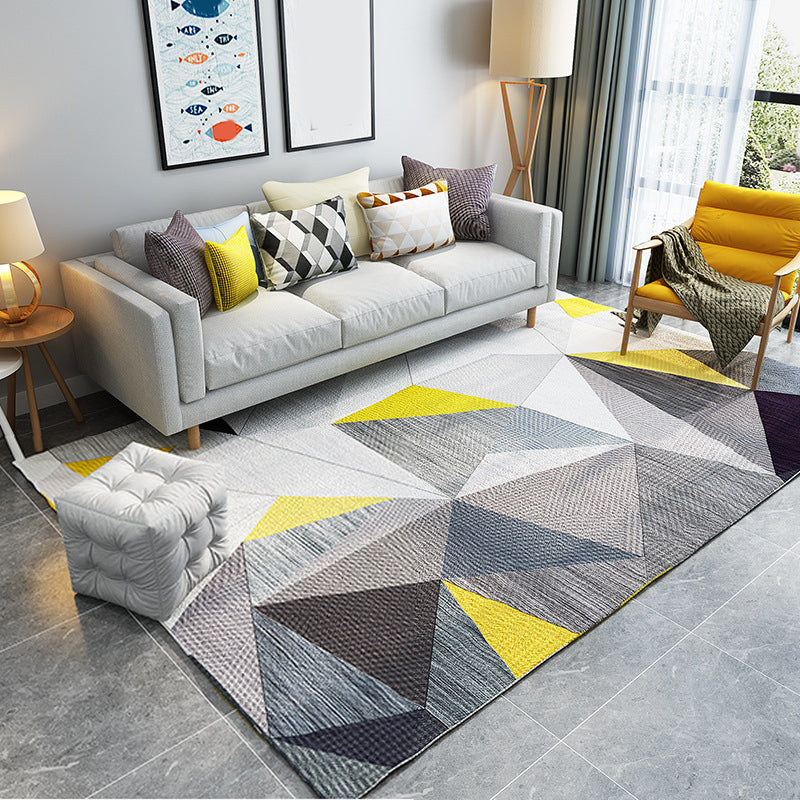 Chic Postmodernism Rug Multi Color Steampunk Carpet Synthetics Pet Friendly Stain Resistant Non-Slip Backing Rug for Home - White - Clearhalo - 'Area Rug' - 'Rug' - 2171142