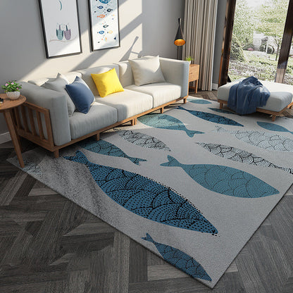 Chic Postmodernism Rug Multi Color Steampunk Carpet Synthetics Pet Friendly Stain Resistant Non-Slip Backing Rug for Home - Blue - Clearhalo - 'Area Rug' - 'Rug' - 2171147