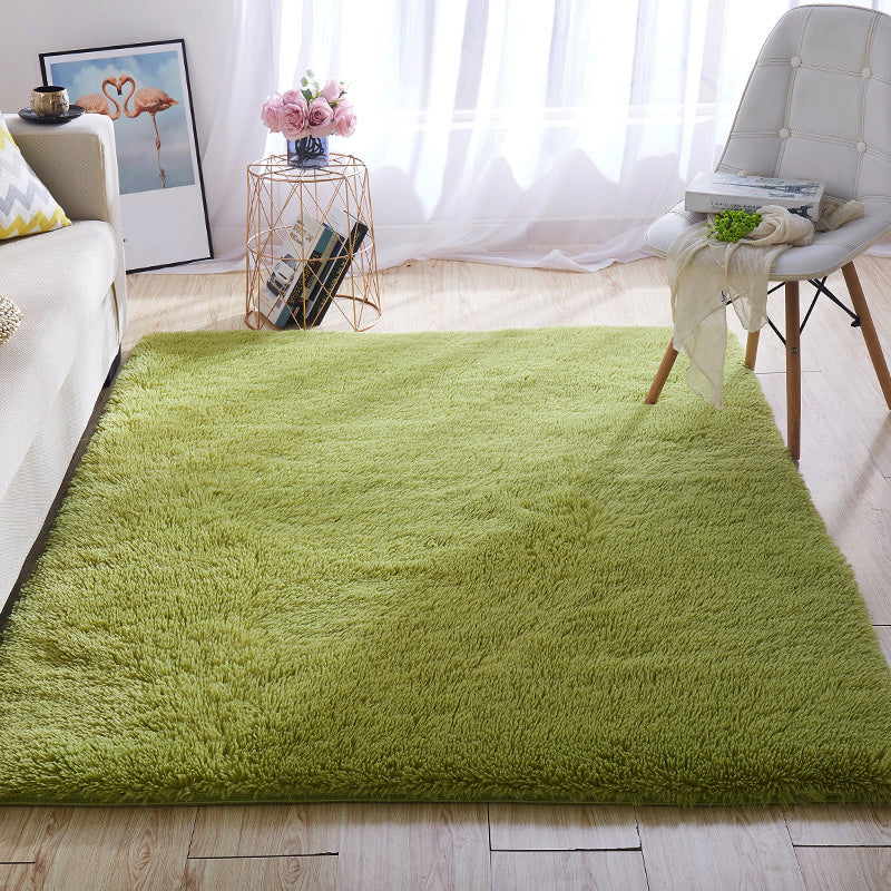Multi-Color Home Area Rug Nordic Plain Rug Fluffy Machine Washable Stain Resistant Anti-Slip Backing Rug with Braided Trim Green Clearhalo 'Area Rug' 'Casual' 'Rugs' Rug' 2172226