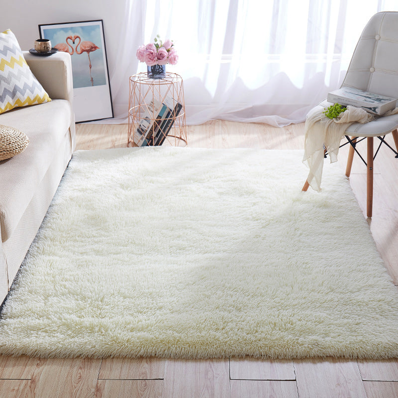 Multi-Color Home Area Rug Nordic Plain Rug Fluffy Machine Washable Stain Resistant Anti-Slip Backing Rug with Braided Trim White Clearhalo 'Area Rug' 'Casual' 'Rugs' Rug' 2172228