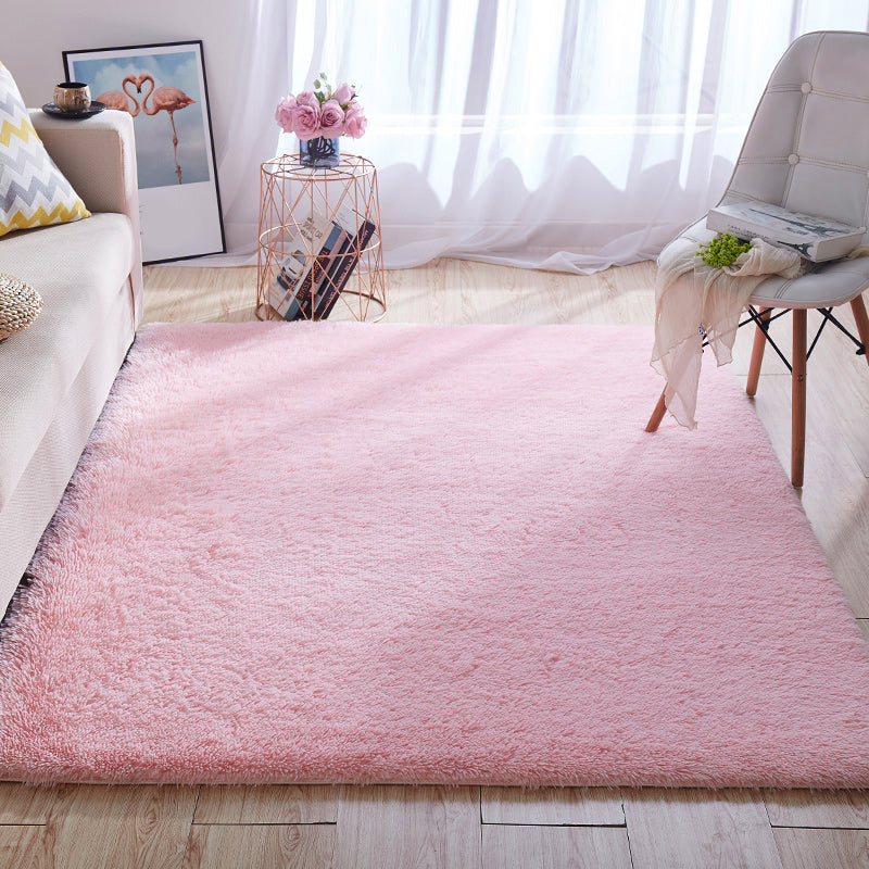 Multi-Color Home Area Rug Nordic Plain Rug Fluffy Machine Washable Stain Resistant Anti-Slip Backing Rug with Braided Trim Pink Clearhalo 'Area Rug' 'Casual' 'Rugs' Rug' 2172230