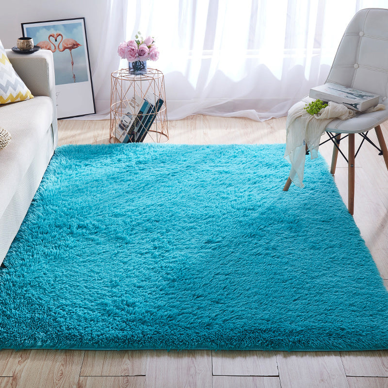 Multi-Color Home Area Rug Nordic Plain Rug Fluffy Machine Washable Stain Resistant Anti-Slip Backing Rug with Braided Trim Royal Blue Clearhalo 'Area Rug' 'Casual' 'Rugs' Rug' 2172231