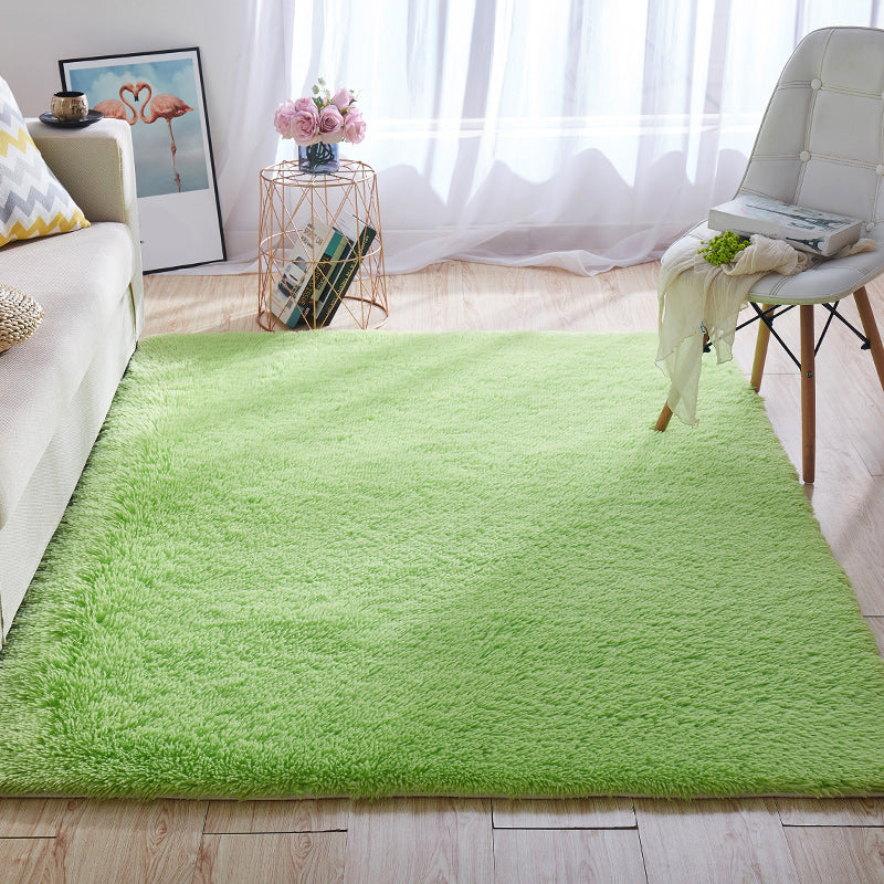 Multi-Color Home Area Rug Nordic Plain Rug Fluffy Machine Washable Stain Resistant Anti-Slip Backing Rug with Braided Trim Fruit Green Clearhalo 'Area Rug' 'Casual' 'Rugs' Rug' 2172236