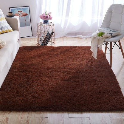 Multi-Color Home Area Rug Nordic Plain Rug Fluffy Machine Washable Stain Resistant Anti-Slip Backing Rug with Braided Trim Coffee Clearhalo 'Area Rug' 'Casual' 'Rugs' Rug' 2172239