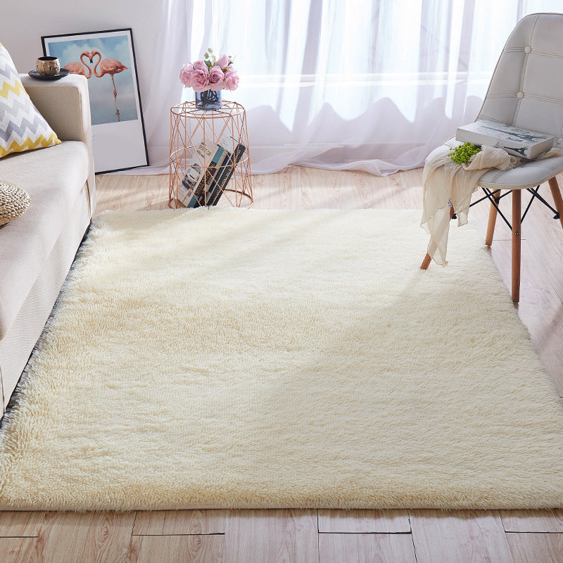 Multi-Color Home Area Rug Nordic Plain Rug Fluffy Machine Washable Stain Resistant Anti-Slip Backing Rug with Braided Trim Beige Clearhalo 'Area Rug' 'Casual' 'Rugs' Rug' 2172241