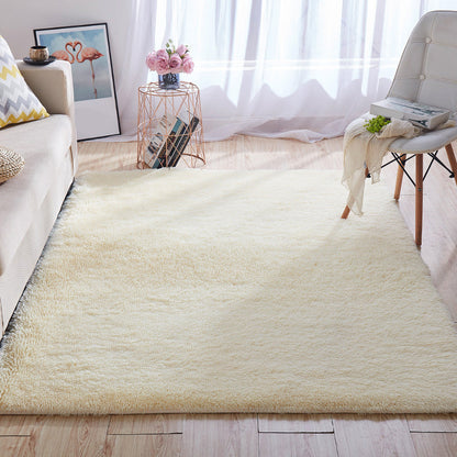 Multi-Color Home Area Rug Nordic Plain Rug Fluffy Machine Washable Stain Resistant Anti-Slip Backing Rug with Braided Trim Beige Clearhalo 'Area Rug' 'Casual' 'Rugs' Rug' 2172241