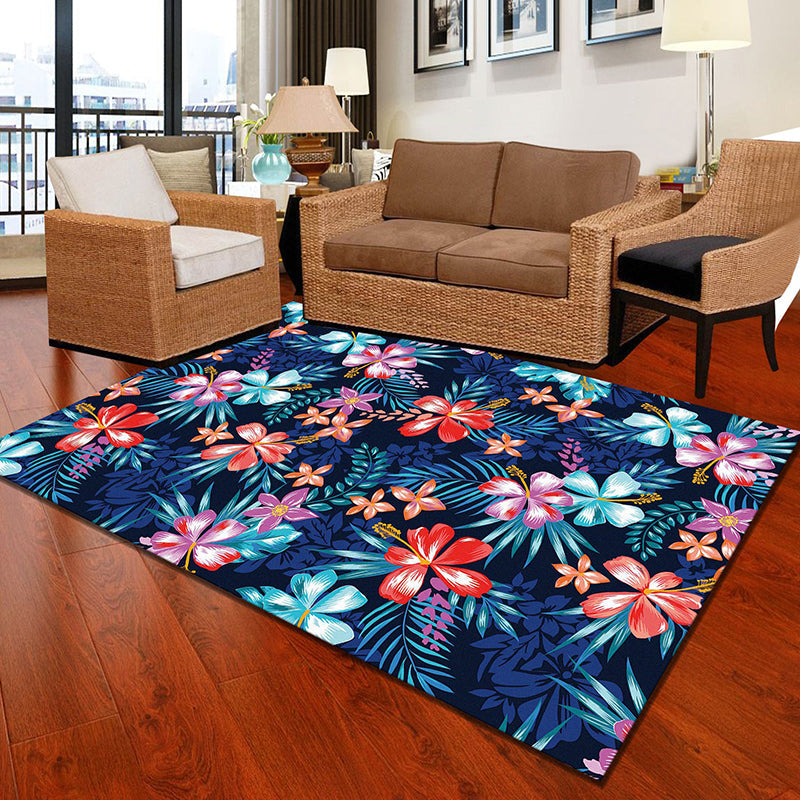 Multi-Color Modern Rug Polyester Digital Graphic Area Carpet Anti-Slip Backing Pet Friendly Washable Rug for Guest Room - Dark Blue - Clearhalo - 'Area Rug' - 'Rug' - 2183671