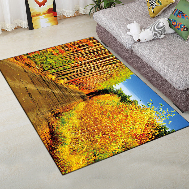 Multi-Color Modern Rug Polyester Digital Graphic Area Carpet Anti-Slip Backing Pet Friendly Washable Rug for Guest Room - Yellow-Brown - Clearhalo - 'Area Rug' - 'Rug' - 2183678