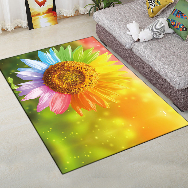 Multi-Color Modern Rug Polyester Digital Graphic Area Carpet Anti-Slip Backing Pet Friendly Washable Rug for Guest Room - Yellow-Blue - Clearhalo - 'Area Rug' - 'Rug' - 2183695