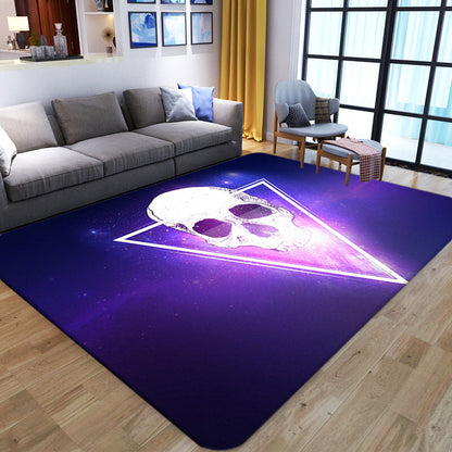 Punk Abstract Skull Print Rug Black Novelty Rug Synthetics Stain Resistant Machine Washable Non-Slip Backing Carpet for Living Room - Black - Design 7 - Clearhalo - 'Area Rug' - 'Rug' - 2183700
