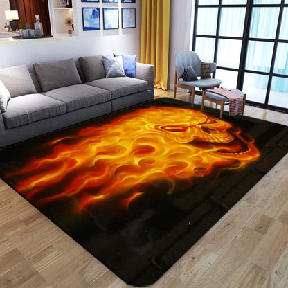 Punk Abstract Skull Print Rug Black Novelty Rug Synthetics Stain Resistant Machine Washable Non-Slip Backing Carpet for Living Room - Black - Design 2 - Clearhalo - 'Area Rug' - 'Rug' - 2183710