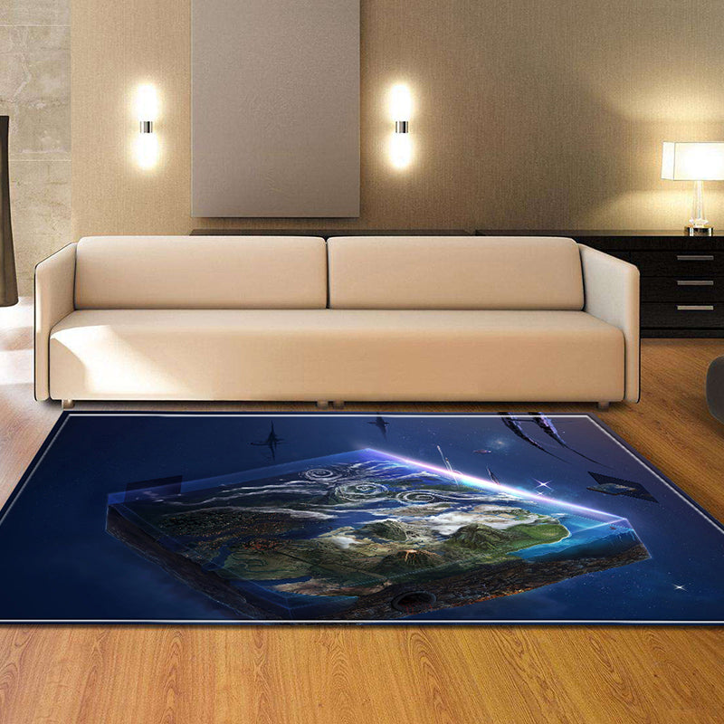 Trendy Contemporary Indoor Rug Multi Colored Graphic Print Rug Anti-Slip Machine Washable Stain Resistant Rug for Family Room Dark Blue Clearhalo 'Area Rug' 'Rug' 2183736