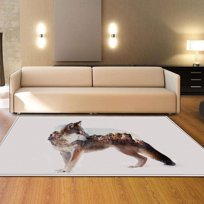 Trendy Contemporary Indoor Rug Multi Colored Graphic Print Rug Anti-Slip Machine Washable Stain Resistant Rug for Family Room White-Brown Clearhalo 'Area Rug' 'Rug' 2183745