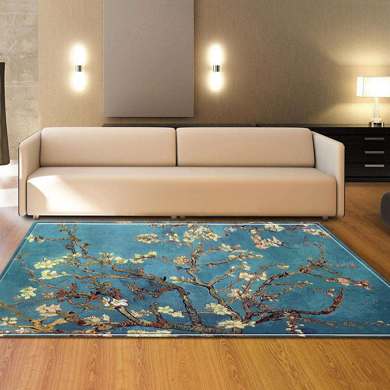 Trendy Contemporary Indoor Rug Multi Colored Graphic Print Rug Anti-Slip Machine Washable Stain Resistant Rug for Family Room Blue-Brown Clearhalo 'Area Rug' 'Rug' 2183750