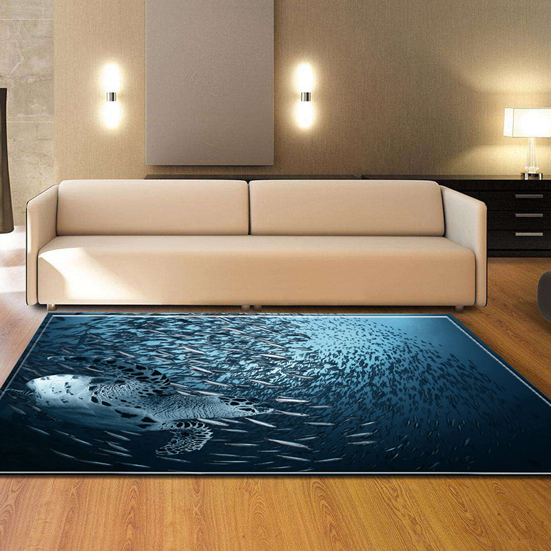 Trendy Contemporary Indoor Rug Multi Colored Graphic Print Rug Anti-Slip Machine Washable Stain Resistant Rug for Family Room Water Blue Clearhalo 'Area Rug' 'Rug' 2183760
