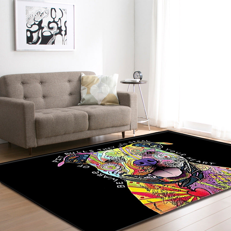 Cool Funky Area Rug Multi-Color Bulldog Print Carpet Machine Washable Stain Resistant Anti-Slip Rug for Home Decoration Clearhalo 'Area Rug' 'Rug' 2183769