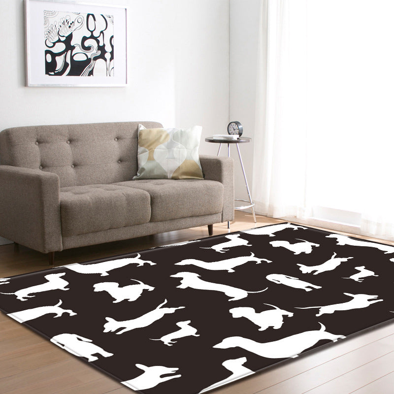 Cool Funky Area Rug Multi-Color Bulldog Print Carpet Machine Washable Stain Resistant Anti-Slip Rug for Home Decoration Black-White Clearhalo 'Area Rug' 'Rug' 2183770