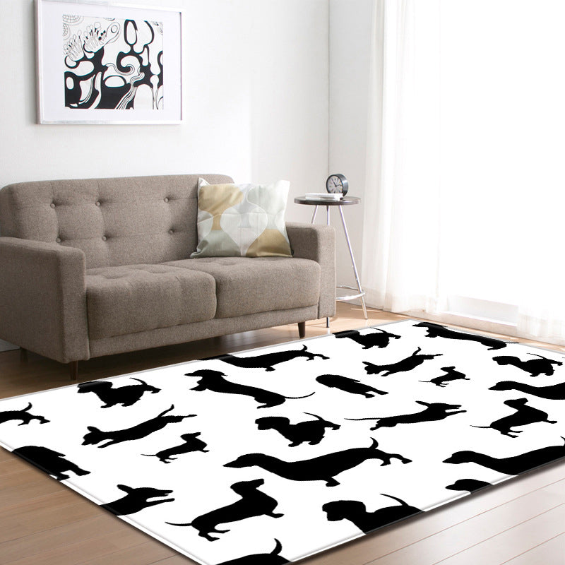 Cool Funky Area Rug Multi-Color Bulldog Print Carpet Machine Washable Stain Resistant Anti-Slip Rug for Home Decoration White-Black Clearhalo 'Area Rug' 'Rug' 2183774