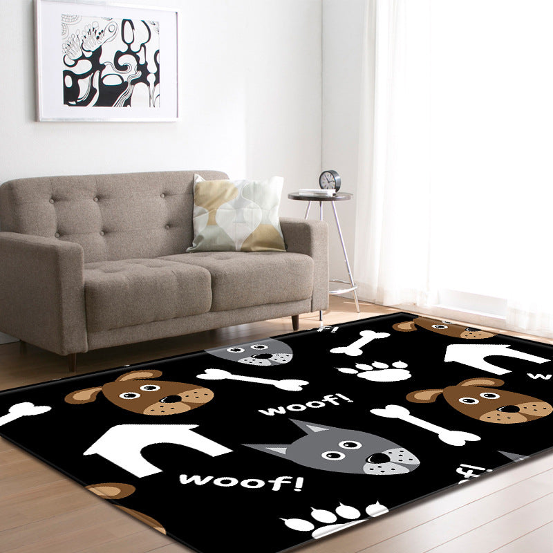 Cool Funky Area Rug Multi-Color Bulldog Print Carpet Machine Washable Stain Resistant Anti-Slip Rug for Home Decoration Clearhalo 'Area Rug' 'Rug' 2183778